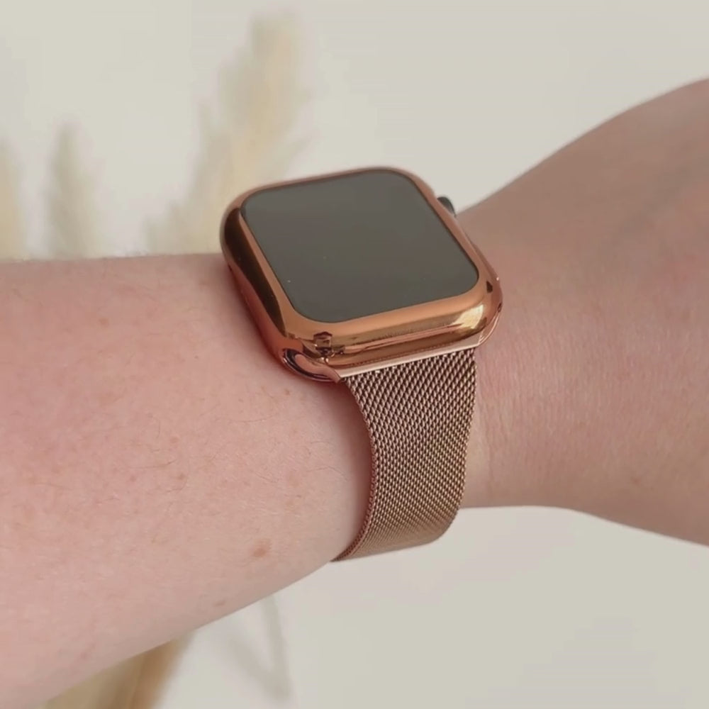 Ultimate Milanese Rose Gold Apple Watch Strap Bundle