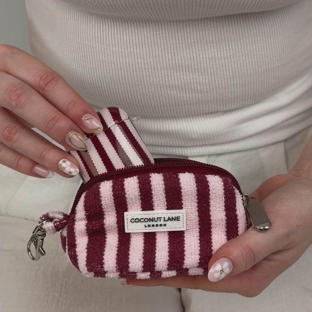 Video of Blushberry stripes makeup bag