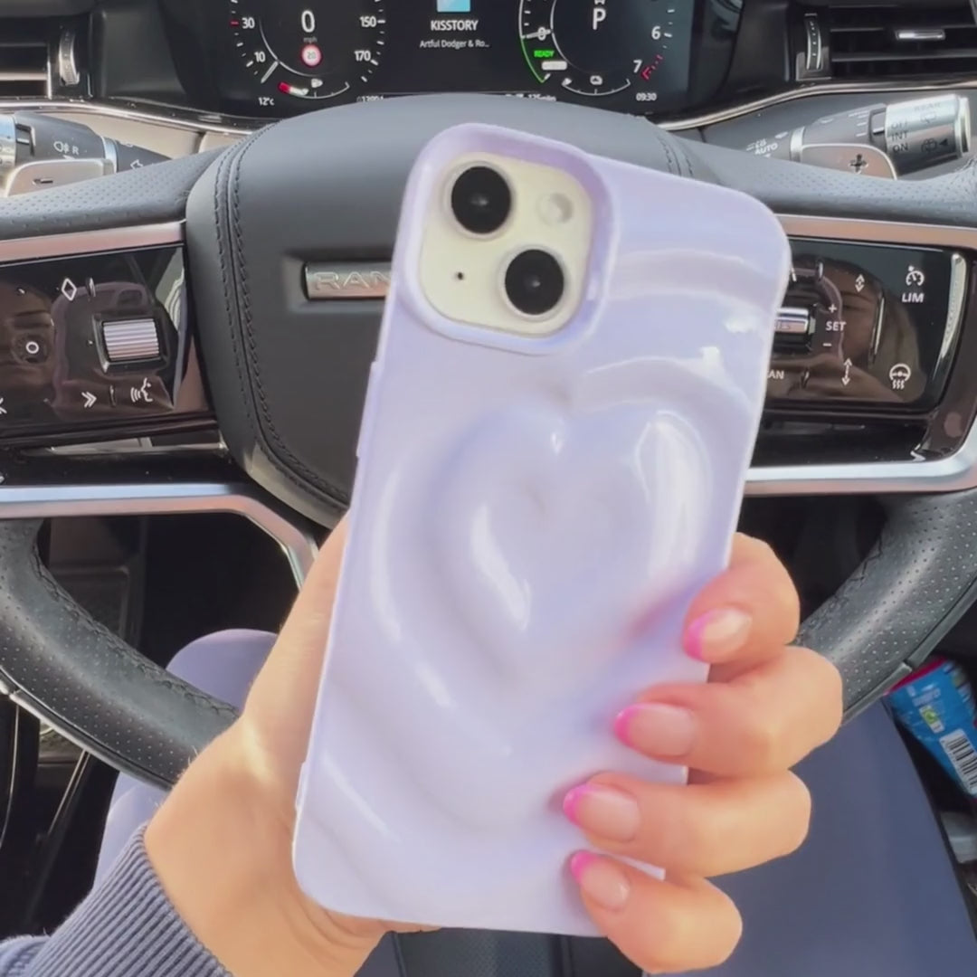 Textured Melting Heart Phone Case - Lilac