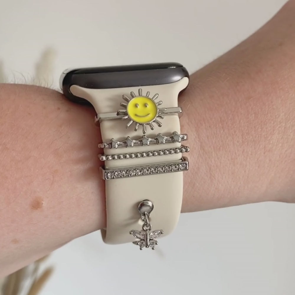 Watch Strap Charm Pack - Silver Smiley Sun