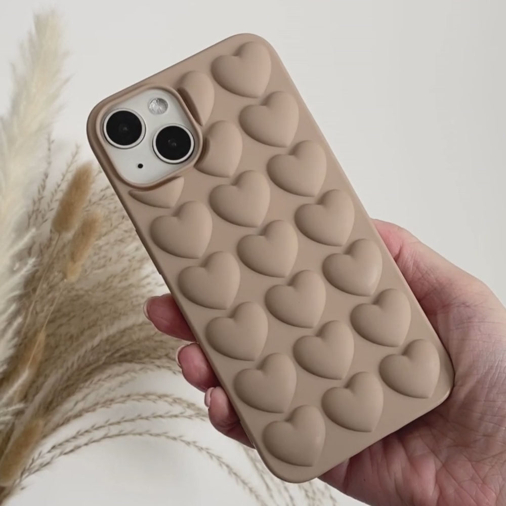 3D Hearts Phone Case - Matte Nude