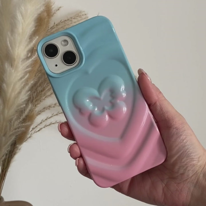 3D Butterfly Phone Case - Ombre Pink & Blue