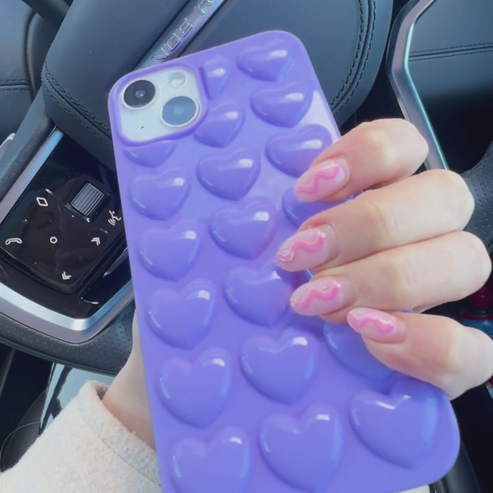 3D Hearts Phone Case - Deep Lilac