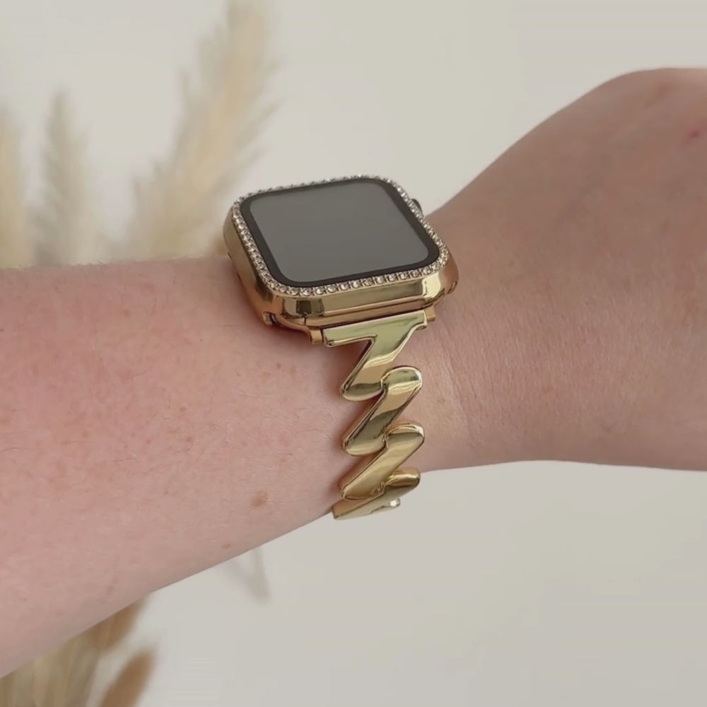 Ultimate Get Wavy Gold Diamante Apple Watch Strap Bundle