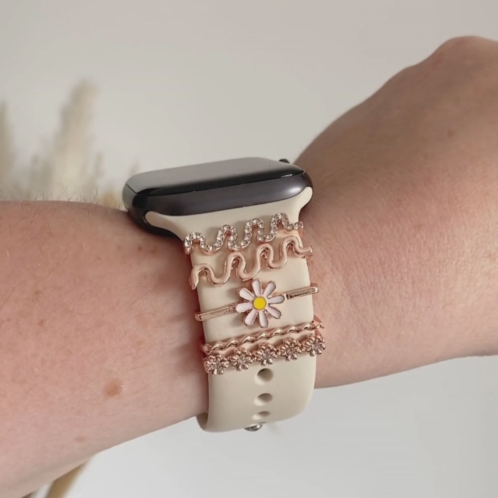 Watch Strap Charm Pack - Rose Gold Wavy Daisy
