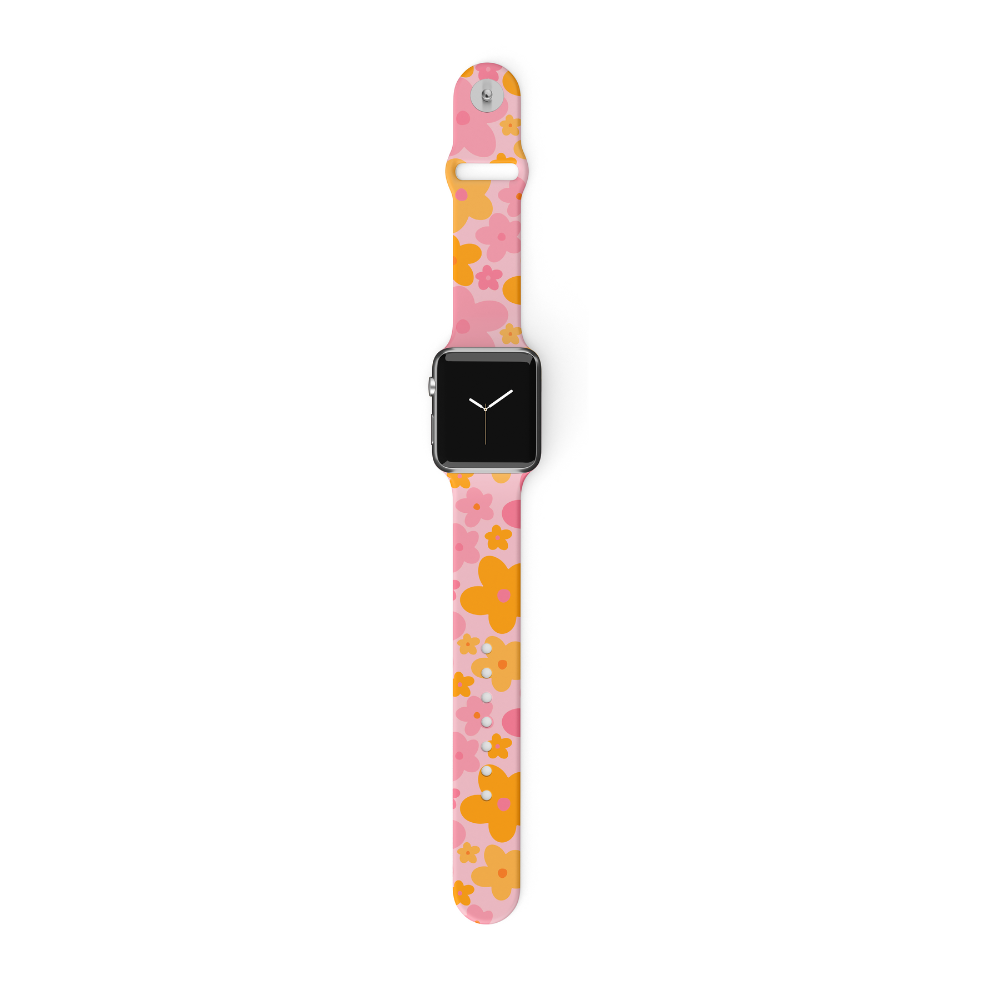 Pink & Orange Bloom Apple Watch Strap