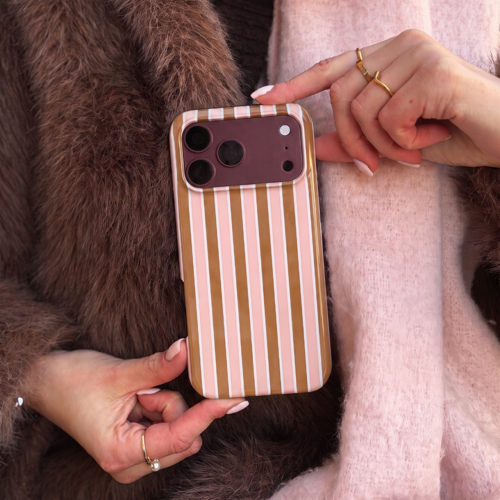 Tough Phone Case - Cocoa & Pink Stripe