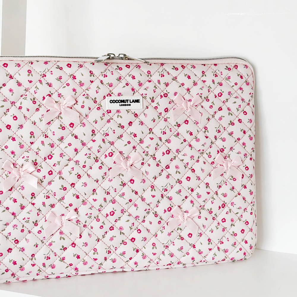 Quilted Pink Watercolour Flowers Laptop Sleeve