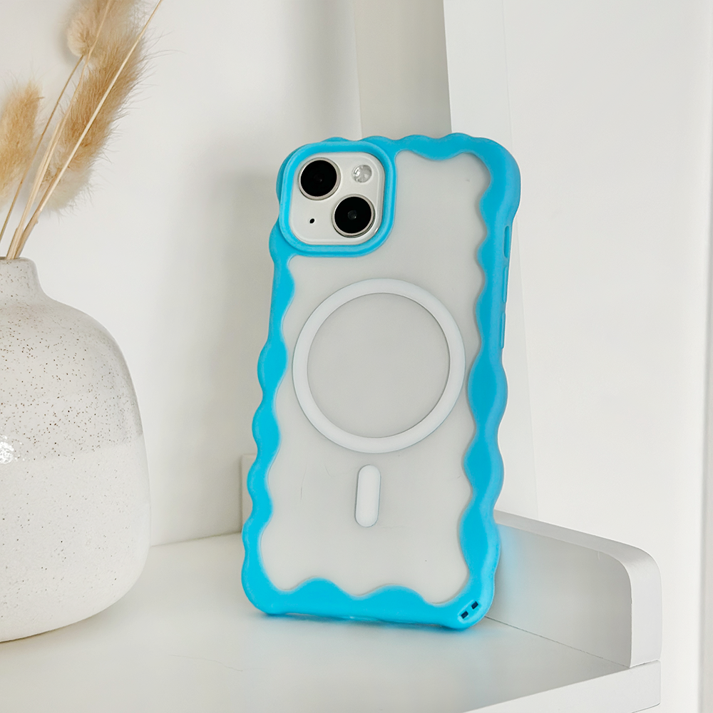 Wavy MagSafe Clear Phone Case - Blue