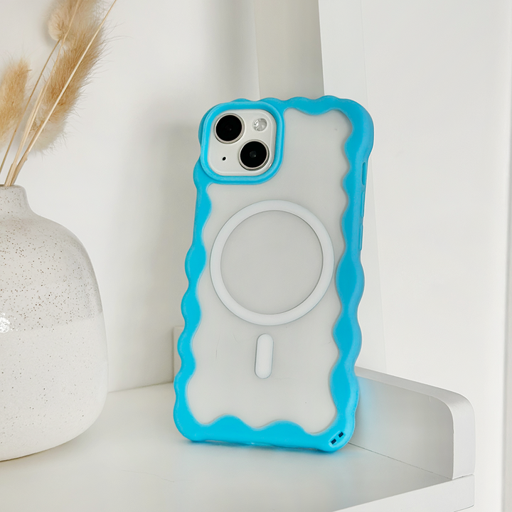 Wavy MagSafe Clear Phone Case - Blue