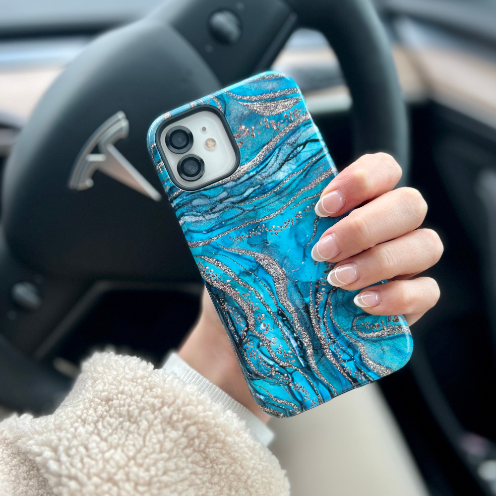 Tough Phone Case - Turquoise Crystal Agate