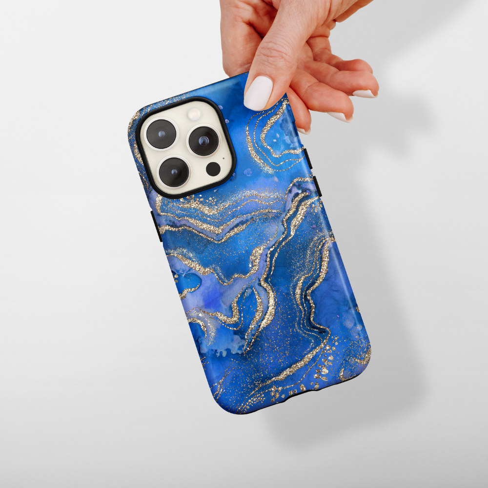 royal blue crystal agate tough phone case 