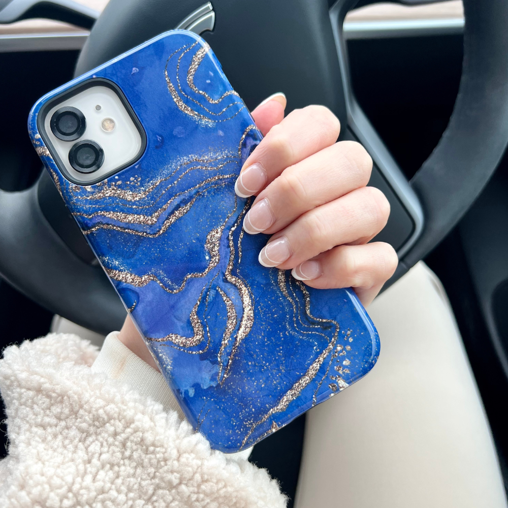 Tough Phone Case - Royal Blue Crystal Agate