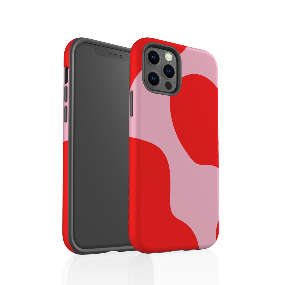 Red-Abstract-Pattern-on-pink-background-phone-case