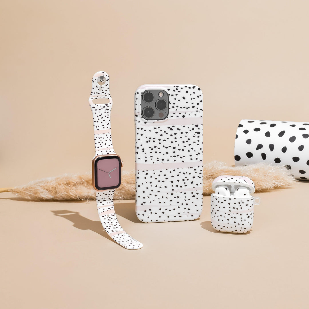 Bundle - Phone Case + Airpods Case + Apple Watch Strap - Pink Dalmatian
