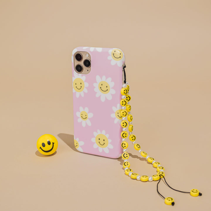 Beaded Phone Strap - Smiley Pearl