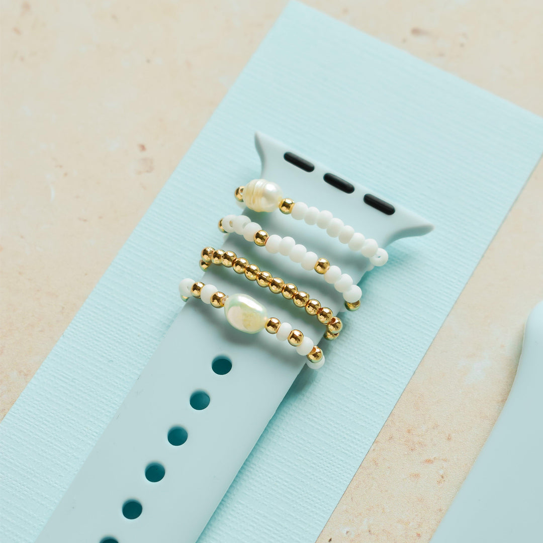 Watch Strap Charm Pack - White, Gold & Pearl