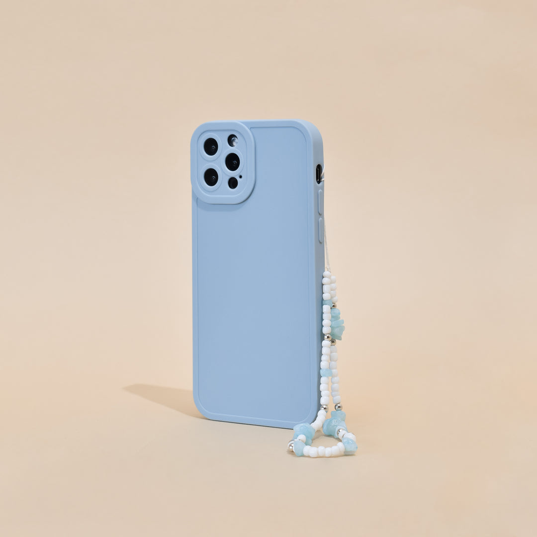 Beaded Phone Strap - Blue & White Magic