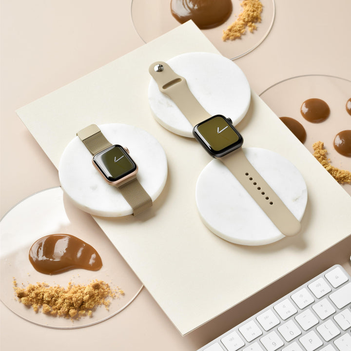 Beige-Silicone-and-Magnetic-Chain-Apple-Watch-Strap-Set