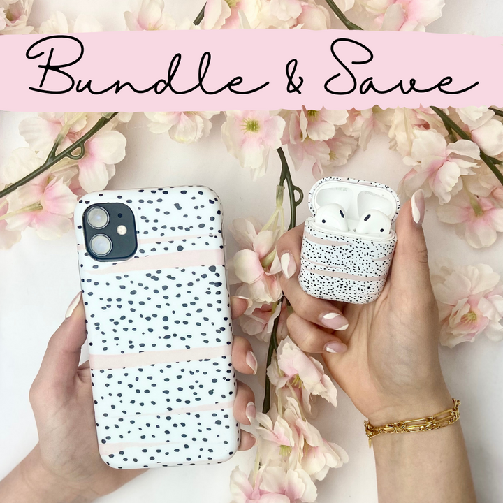 Pink Dalmatian Bundle - Phone Case + Airpods Case