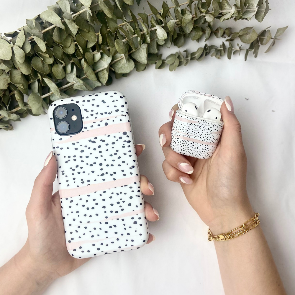 Pink Dalmatian Bundle - Phone Case + Airpods Case