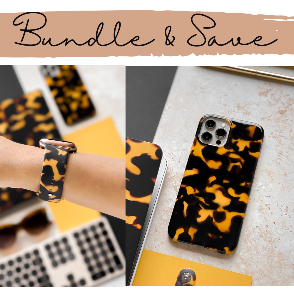 Chic Tortoiseshell Bundle Phone Case Apple Watch Strap