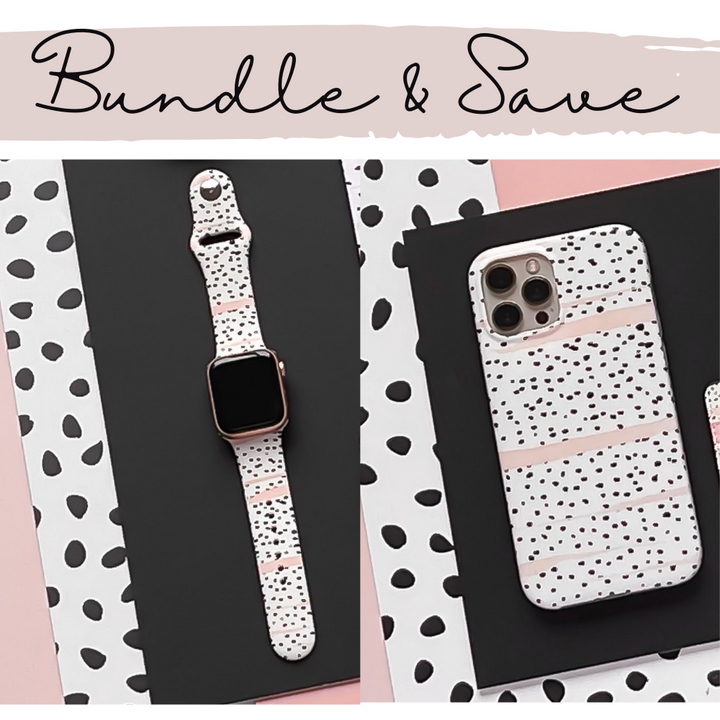 Pink Dalmatian Bundle - Phone Case + Apple Watch Strap