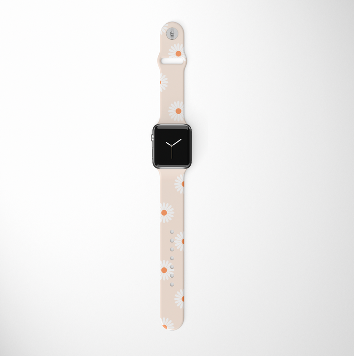 daisies-on-beige-background-apple-watch-strap