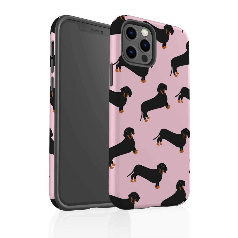 Tough Phone Case - Pink Dachshund