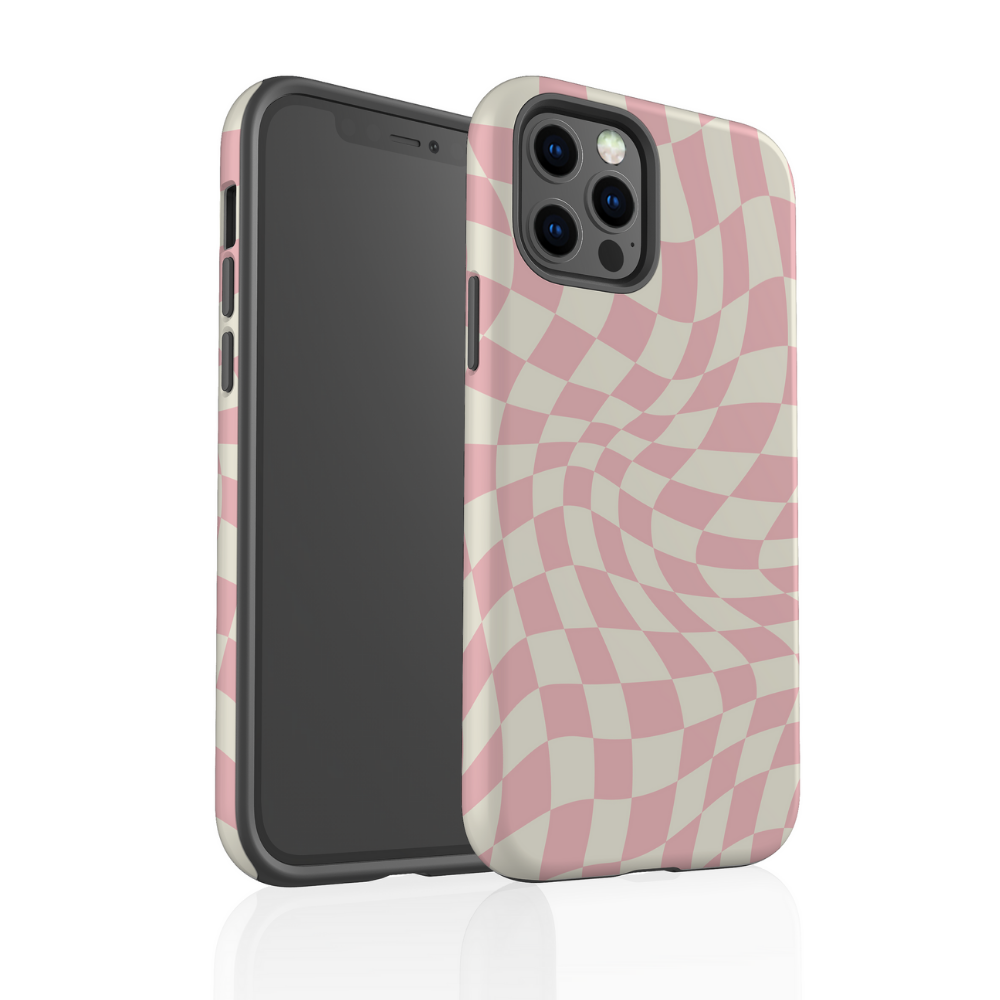 Pink Wavy Checkerboard Phone Case
