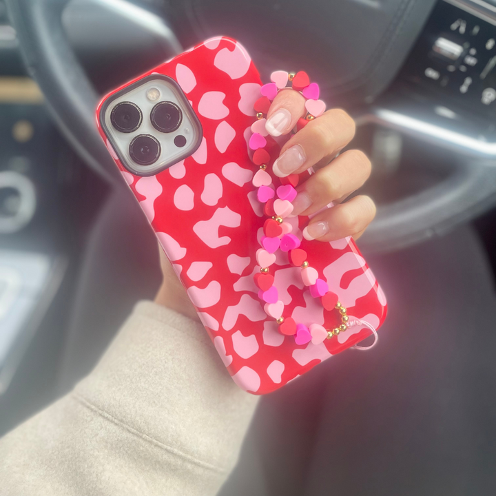 Tough Phone Case - Red & Pink Leopard