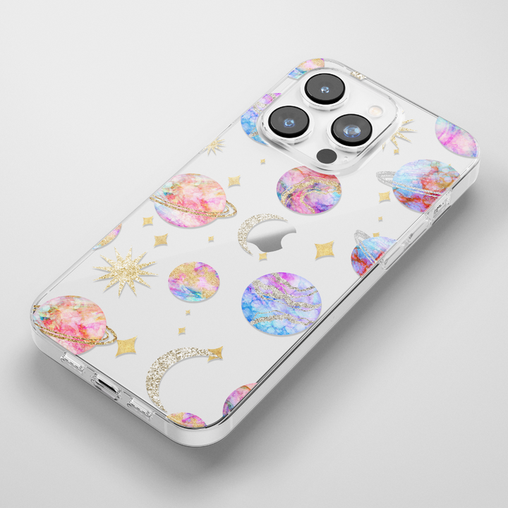 Clear Phone Case - Pastel Planets