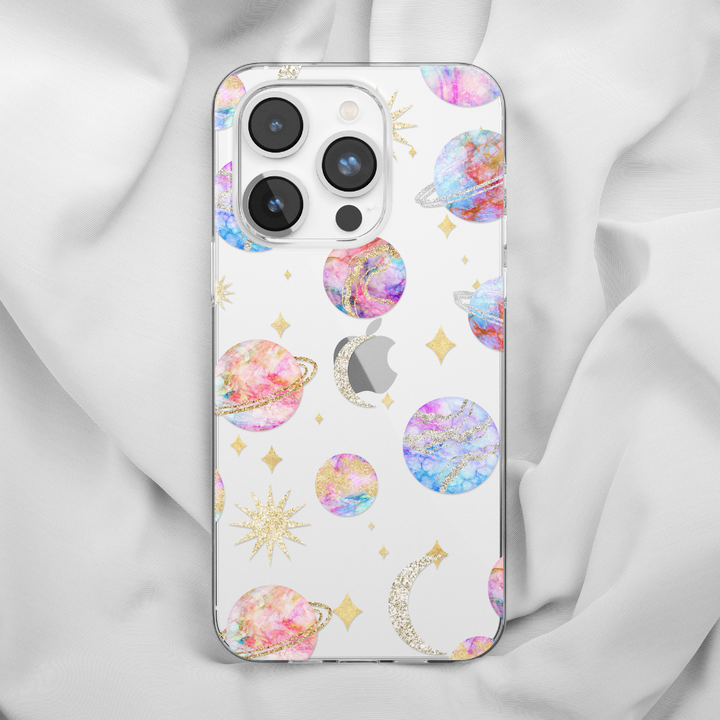 Clear Phone Case - Pastel Planets