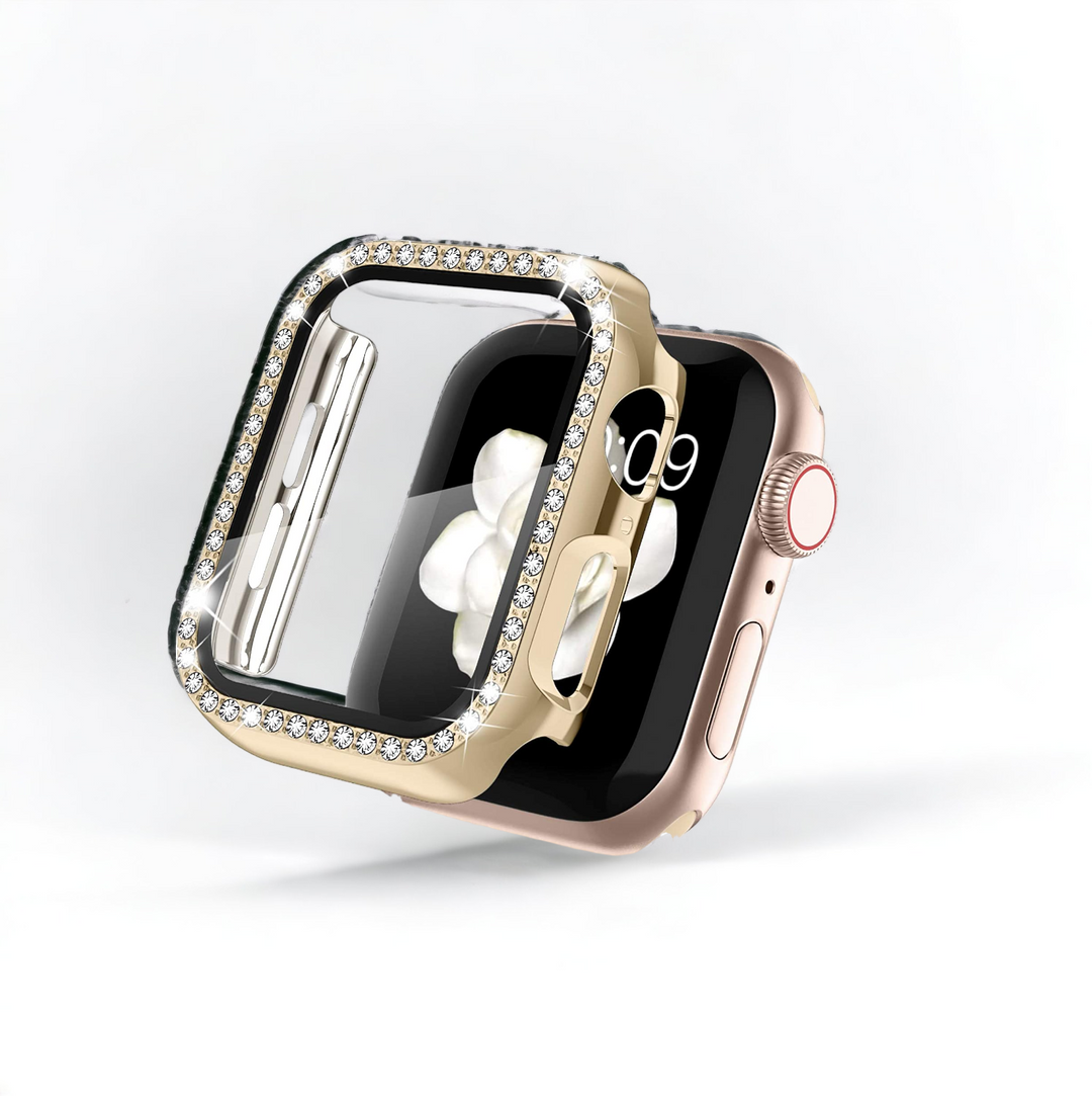 2-in-1 Apple Watch Case & Built-In Screen Protector  - Gold Diamante