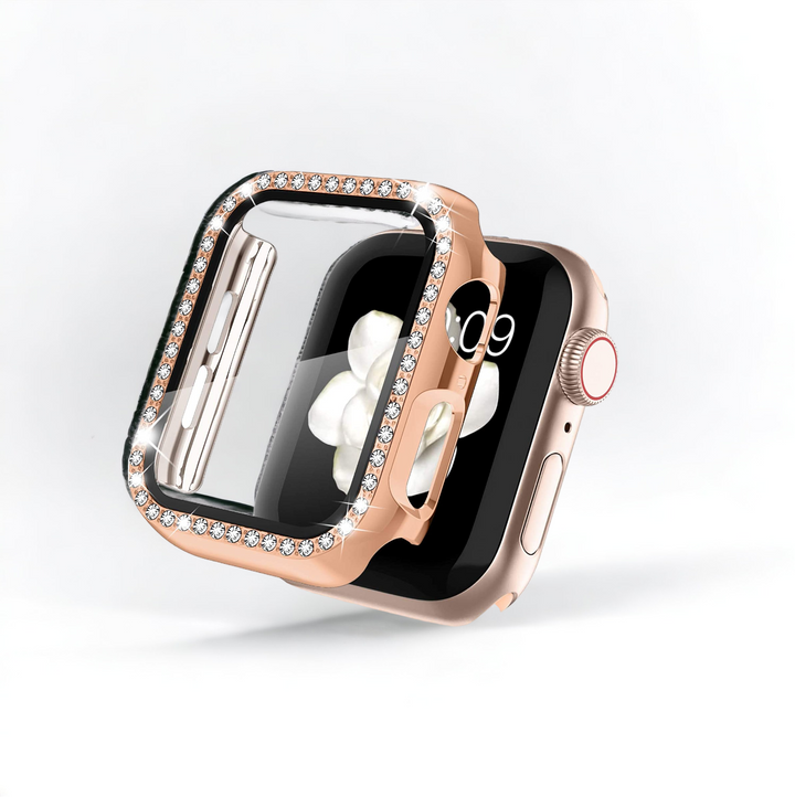 2-in-1 Apple Watch Case & Built-In Screen Protector  - Rose Gold Diamante