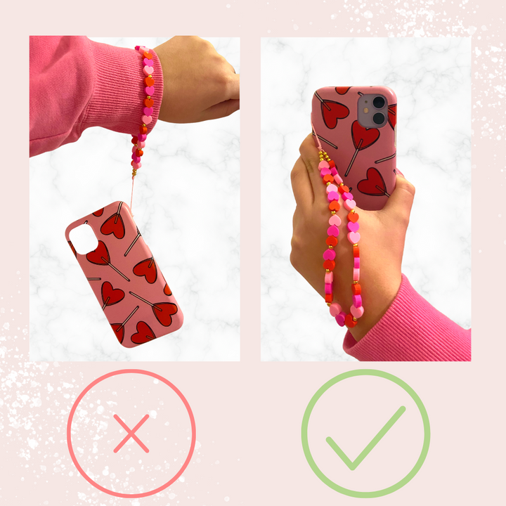 Beaded Phone Strap - Pink & White Magic